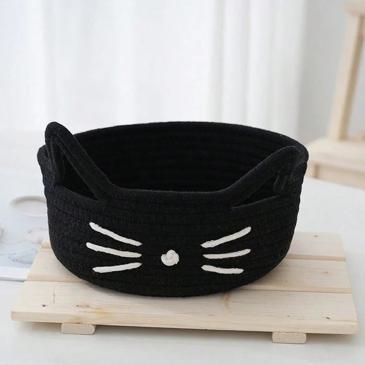 Cartoon Cat Hand Woven Storage Basket